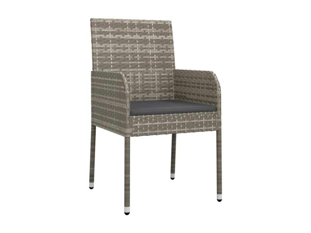 3-piece garden dining set with grey resin wicker cushions IYVG33991