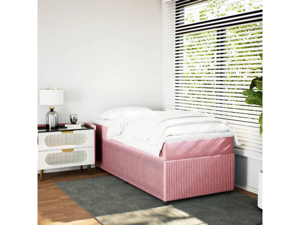 Cosymeub bed base with mattress, Pink 90x200 cm Velvet ZVWM76738