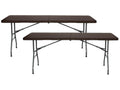 Pack of 2 rectangular folding tables with rattan effect, 180x74x74cm, 7house XQAR74160