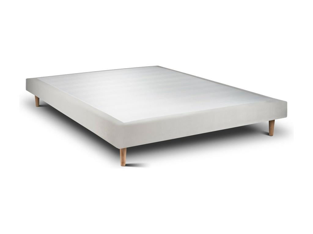 Upholstered bed base in light grey velvet, 160x200 cm, H29 cm, TIOI41932