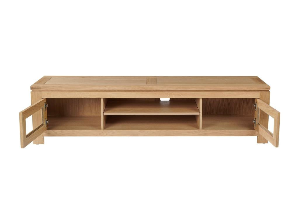 Modern low TV stand in light oak, 180cm wide - Luxameub FYIV06225