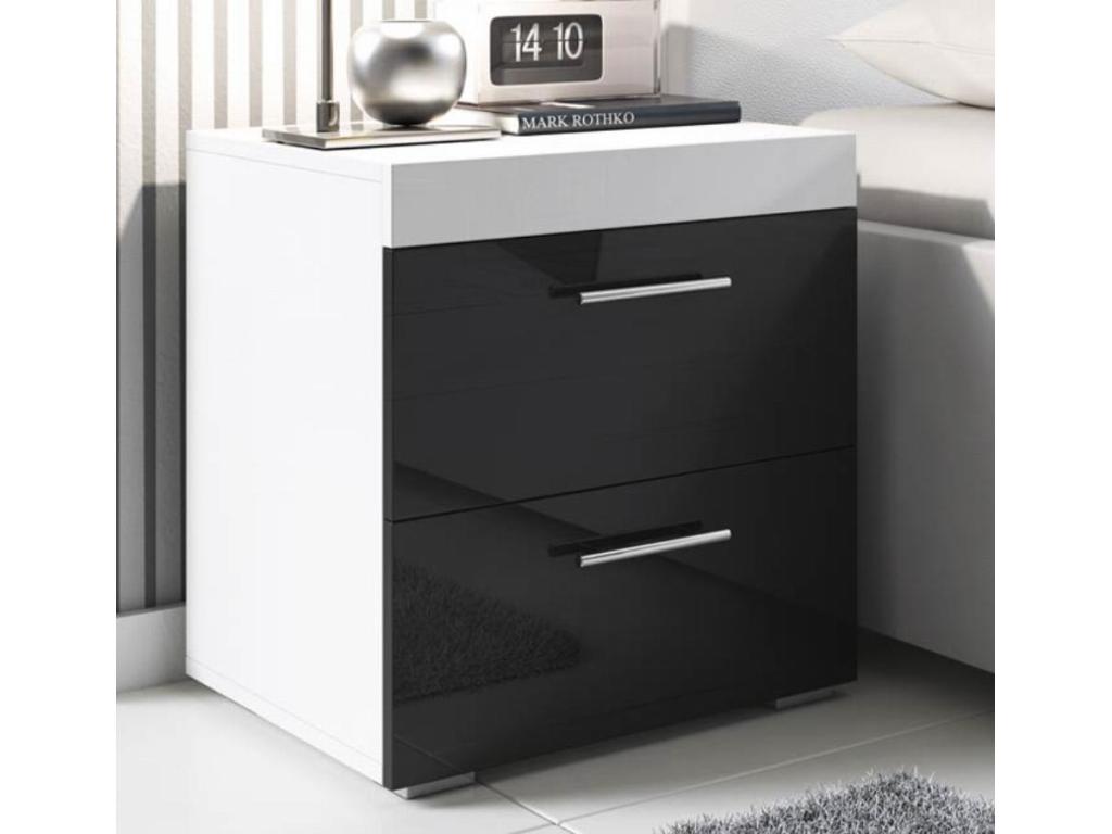 Bedside table for bedroom in white and black, 45x40x50cm, PINPAI WRWG97131