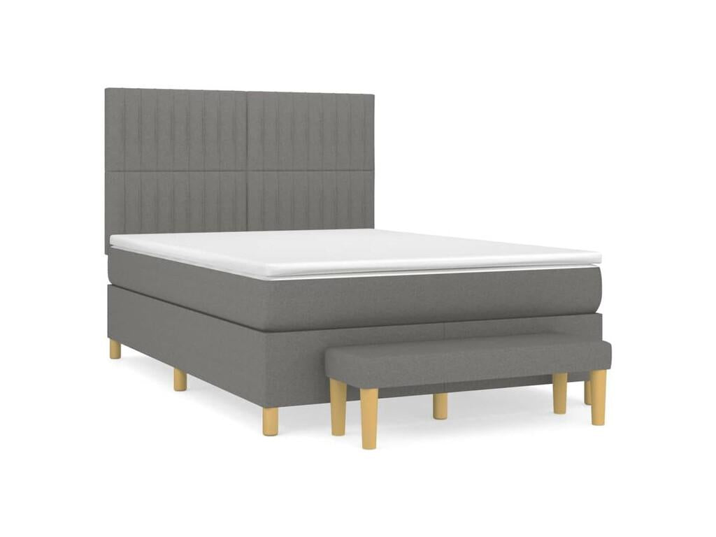 Cosymeub bed base with mattress, Dark Grey 140x190 Fabric EINV10332