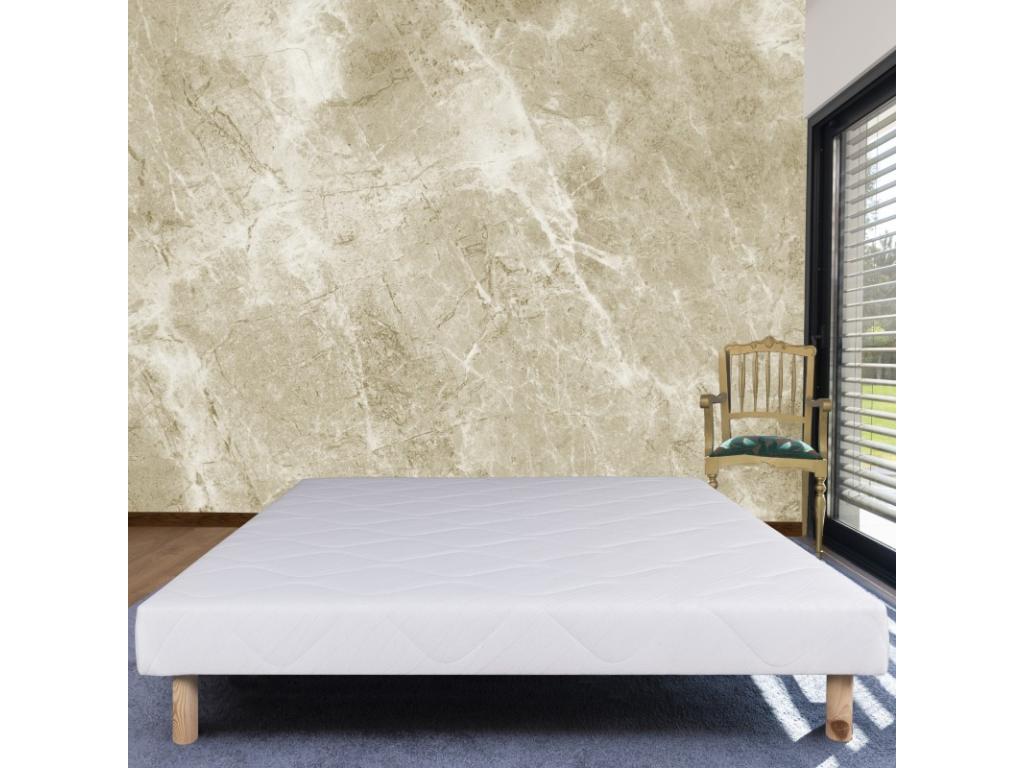 White upholstered bed base, Cosymeub Hotel range / Solid wood legs, 140x190cm OHRG10178