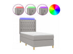 Cosymeub bed base with LED light grey mattress 90x190cm Fabric NRKI70527