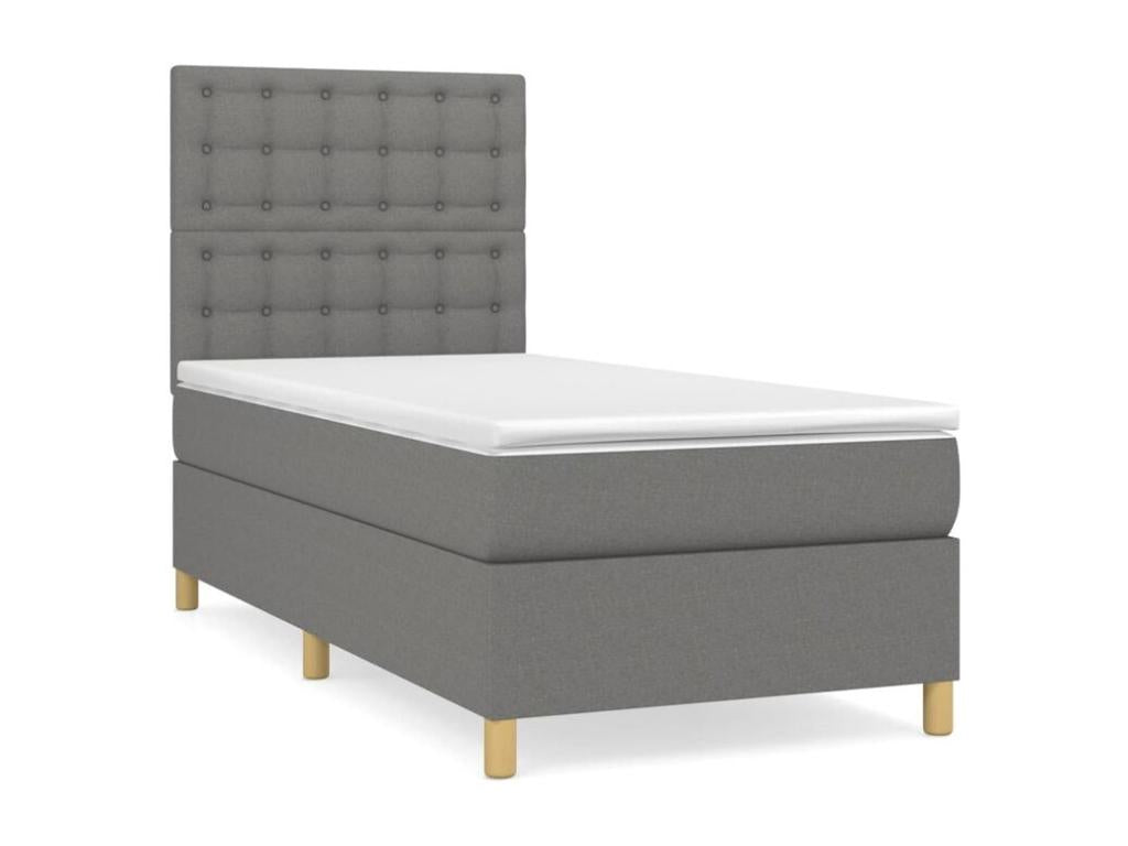 Luxameub bed base with mattress, Dark Grey 90x200 Fabric YQNY11199