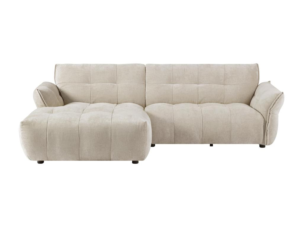 Left-hand corner sofa in beige mottled fabric Luxameub ROPP78391