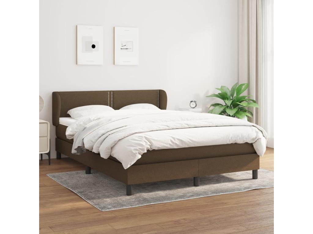 Upholstered bed base with mattress, dark brown, 140x190 cm, GKMZ36234