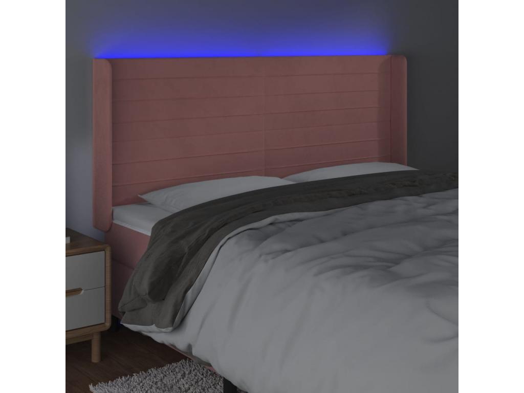 Pink LED Headboard 163x16x118/128 cm Velvet ONQP11635