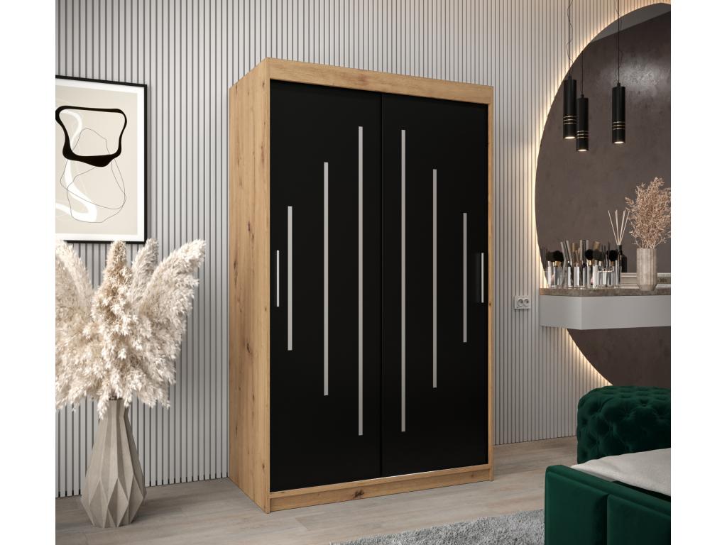 Luxameub Sliding Door Wardrobe 200/120/62 2 Doors Luxameub/Black HUSO32085
