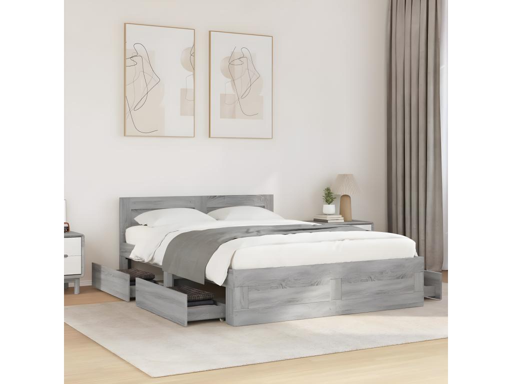 Luxameub grey bed frame with headboard 140x200 cm GUUI90737