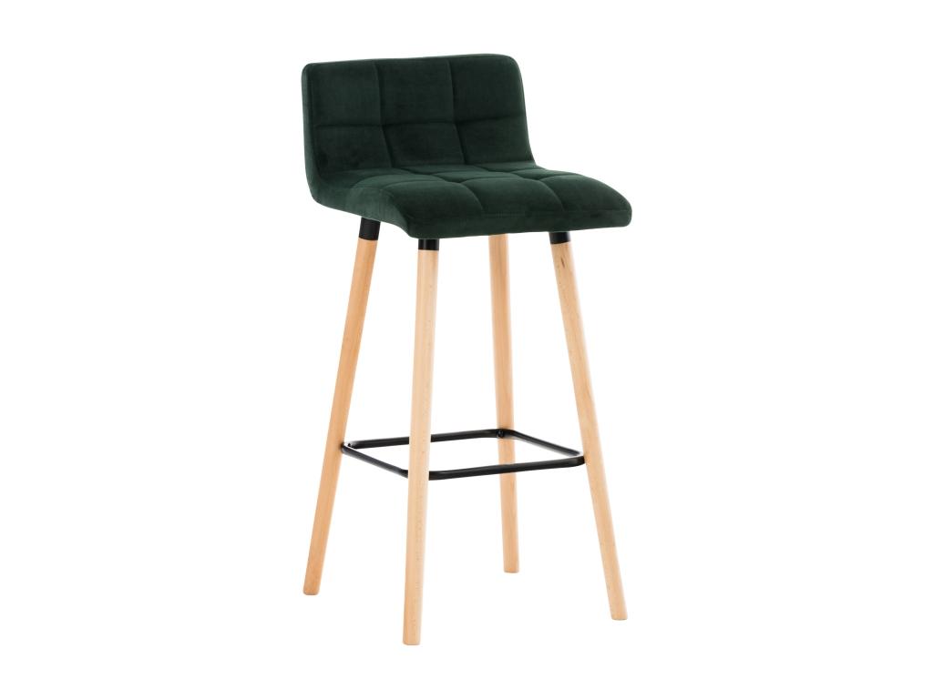 Bar stool - Velvet / Wood - Green - Luxameub LRAG03596