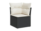 10-piece garden furniture set with cushions, black woven resin MUOJ02576