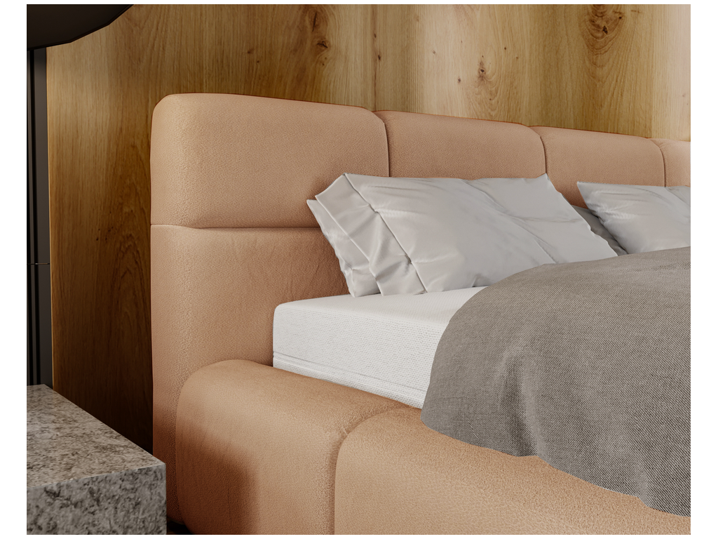 Luxameub Upholstered Bed 180x200 Adult Bed with Storage Luxameub - Velvet Headboard Double Bed - Brown PINPAI 12 WZXJ74460