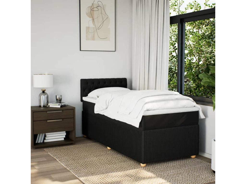 Cosymeub bed base with mattress, black, 100x200 cm, fabric, IQCL09079