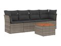 5-piece garden furniture set with grey resin wicker cushions BSXW18506