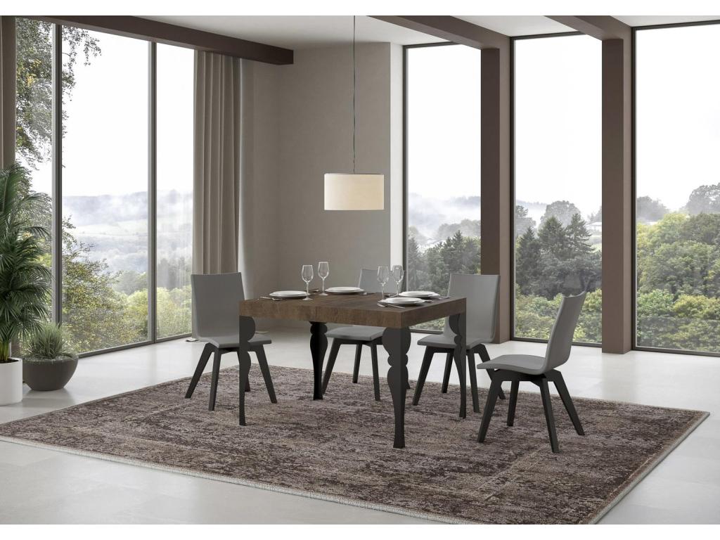 PINPAI Extendable Table 80x120/204 cm Walnut with Anthracite Frame RECJ16920