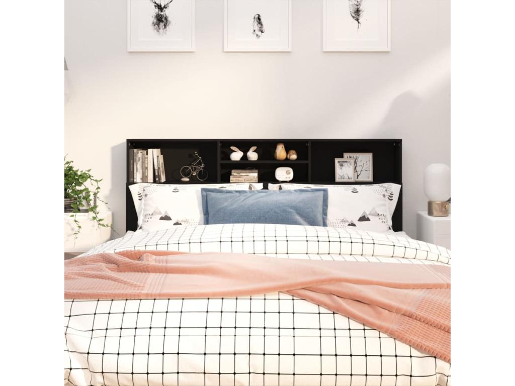 Black Headboard Wardrobe 180x19x103.5 cm CAJD07277