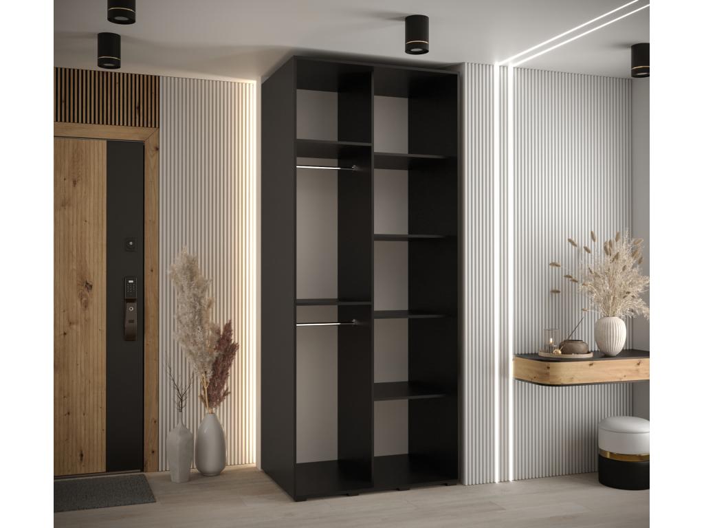 Cosymeub 1 Sliding Door Wardrobe 235.2/110/60 2 Doors Black/Black/Silver ZPEU84102