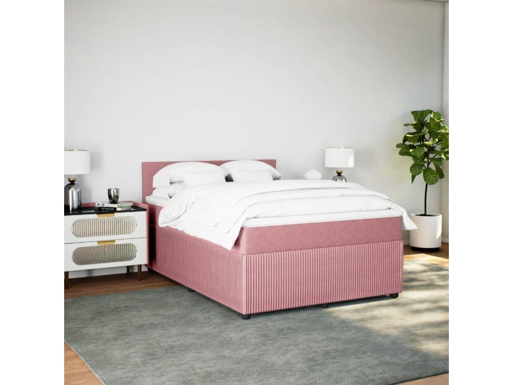 Luxameub bed base with mattress, Pink, 140x190 cm, Velvet, VXSW42230