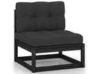 10-piece garden furniture set with cushions, black, solid pine wood, 26 CTFX66111