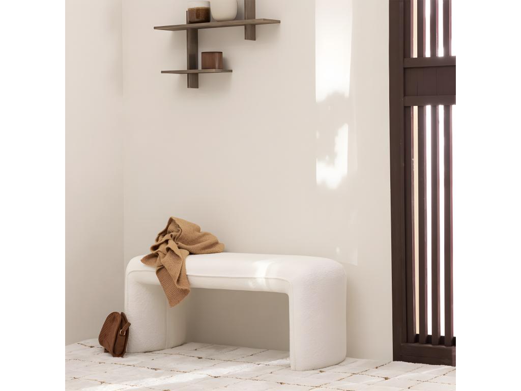 Full - Upholstered bench in PINPAI fabric L100cm - White DDTY93485