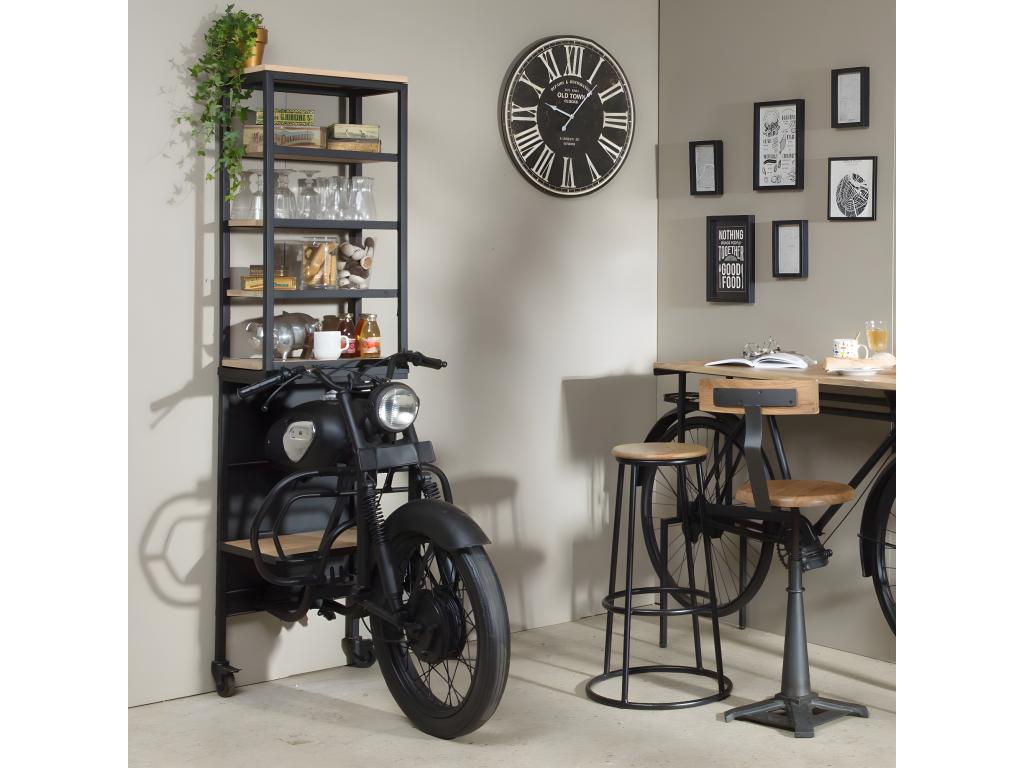 Luxameub ZDAM16586 Black Metal Motorcycle Front Shelf