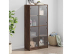High sideboard with brown oak doors, engineered wood OZOW87232