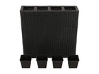 Raised garden bed with 4 pots, black woven resin, VRPG95406