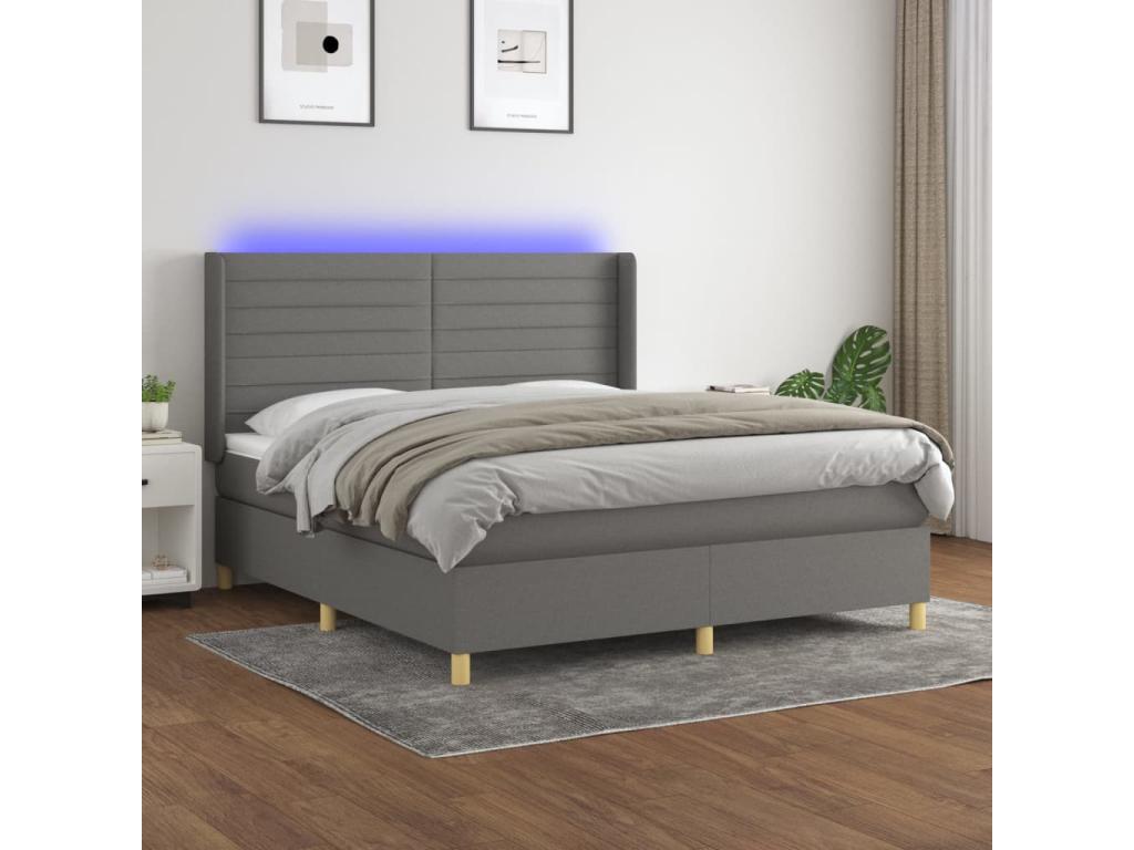 Luxameub bed base with LED mattress, dark grey, 160x200 cm, fabric LWUG63450