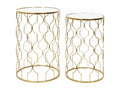 Cosymeub - Set of 2 Nesting Coffee Tables in Gold Metal with Glass Top DDAG84528