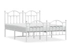 Metal bed frame with headboard and footboard, white, 140x200 cm, YUJL18479