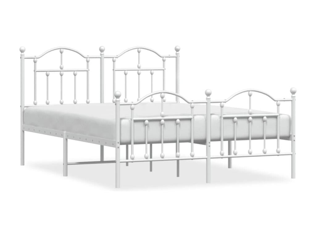 Metal bed frame with headboard and footboard, white, 140x200 cm, YUJL18479
