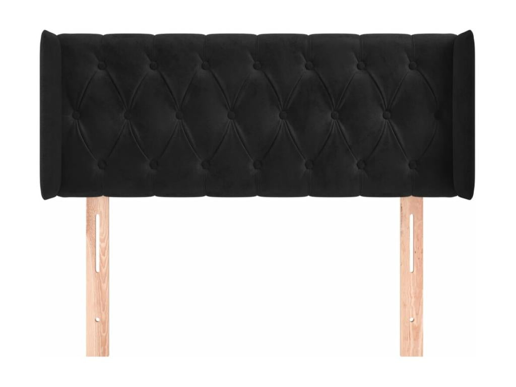 Headboard with wings, Black, 93x16x78/88 cm, Velvet, BGSN94158