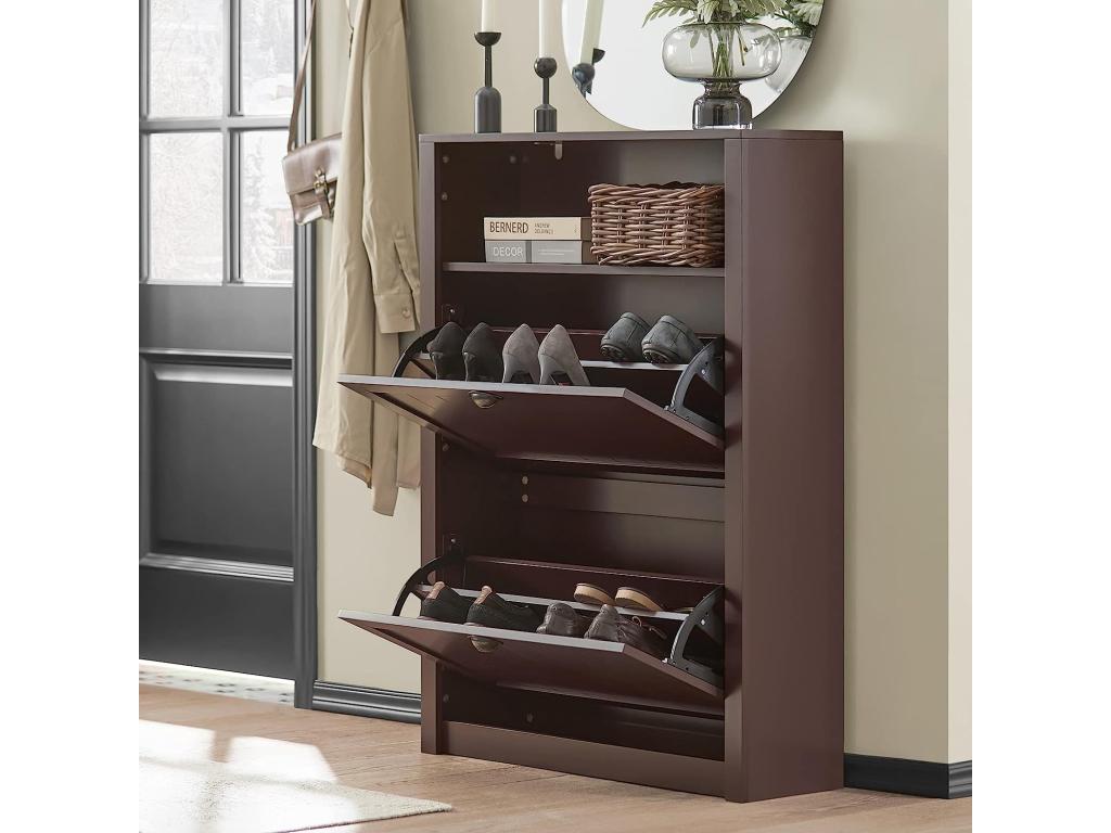 Shoe Storage Cabinet, Shoe Cabinet, Shoe Chest with 2 Drop-Down Doors PINPAI-BR EGPX52231