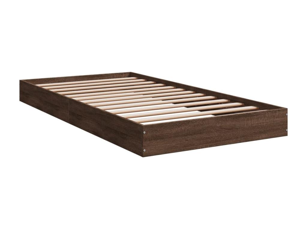 Brown oak bed frame 100x200 cm engineered wood RFSJ66031
