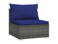 5-piece garden furniture set with cushions, grey woven resin RNJE78323