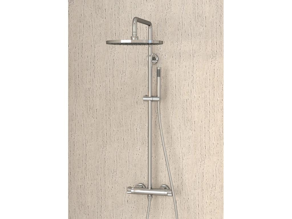 Round thermostatic shower column, chrome - Luxameub QJLZ19542