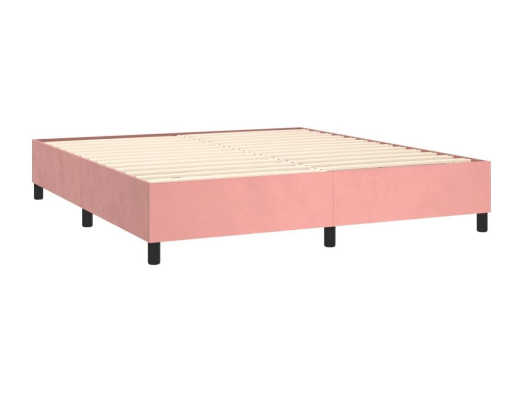 Upholstered bed base with mattress, Pink, 180x200 cm, Velvet, VQTE49571