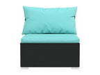 7-piece garden furniture set with cushions, black woven resin WCSX08080