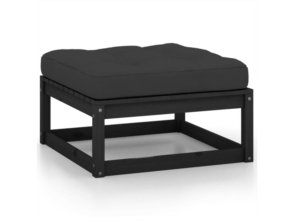 2-piece garden furniture set with cushions, black, solid pine wood DVYV15313