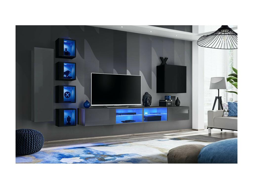 PINPAI 320cm TV Unit Set, Grey/Black FHVE59580