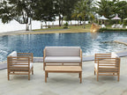 2-seater teak garden sofa - Light natural and grey - Luxameub IDMZ25287