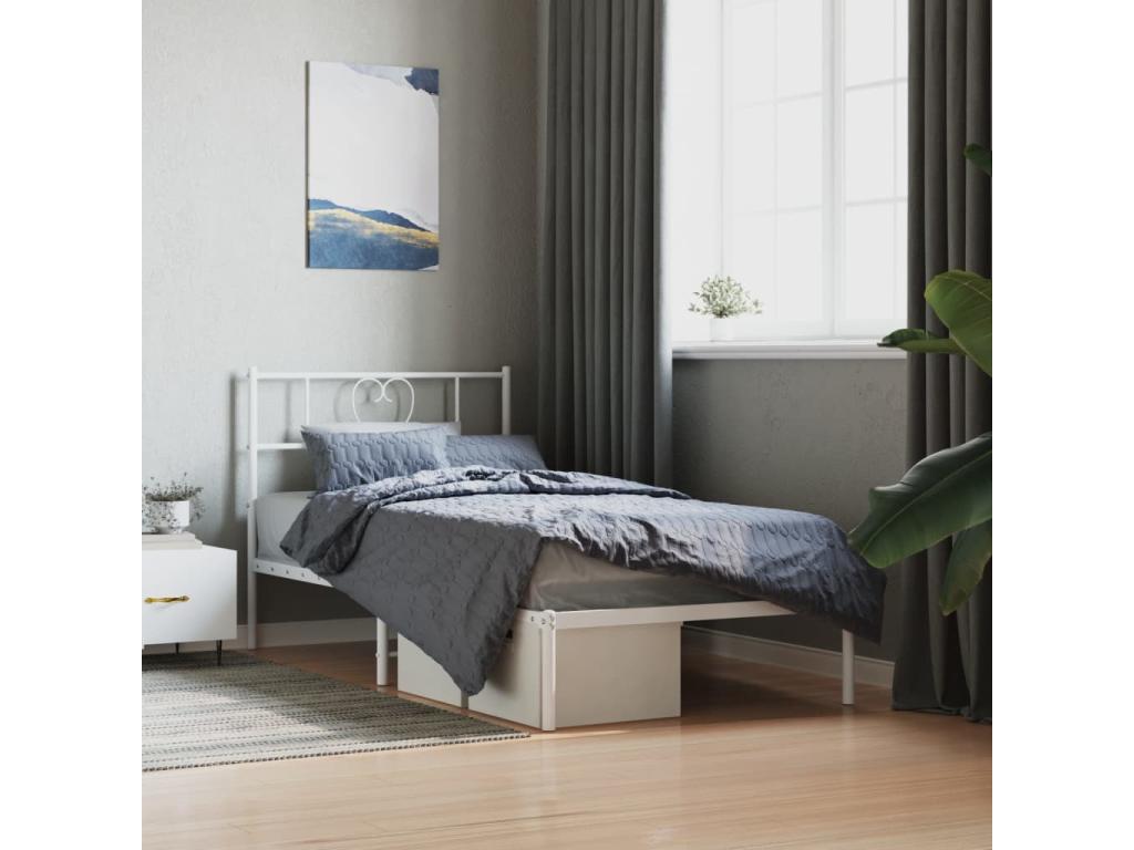 Metal bed frame with white headboard 80x200 cm WMTB66826