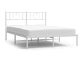Metal bed frame without mattress and white headboard 150x200 cm LONS62162