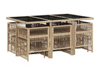 11-piece garden dining set and cushions, méLuxameub beige ZEDP33776