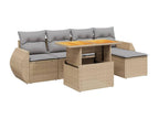 6-piece beige resin wicker garden furniture set with cushions GSZQ00290
