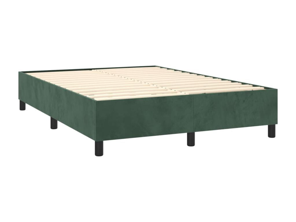Upholstered bed base and mattress, dark green, 140x190cm, velvet, HKMR99273