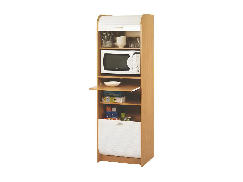 Tall kitchen cabinet with sliding doors, beech wood - Artigeo INEP81220