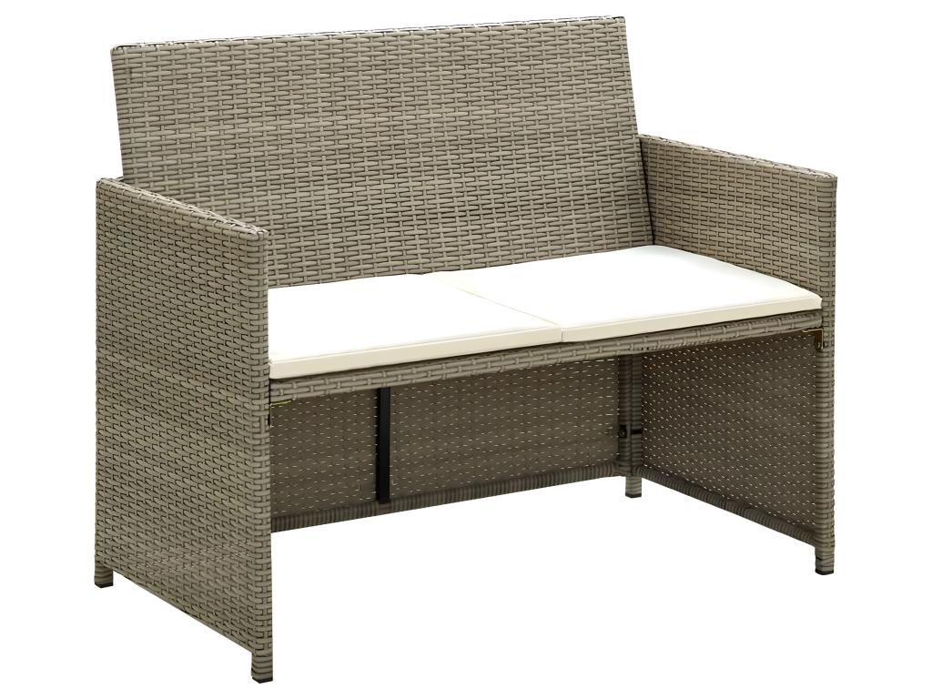 2-seater garden sofa with cushions, beige woven resin GHAC56504